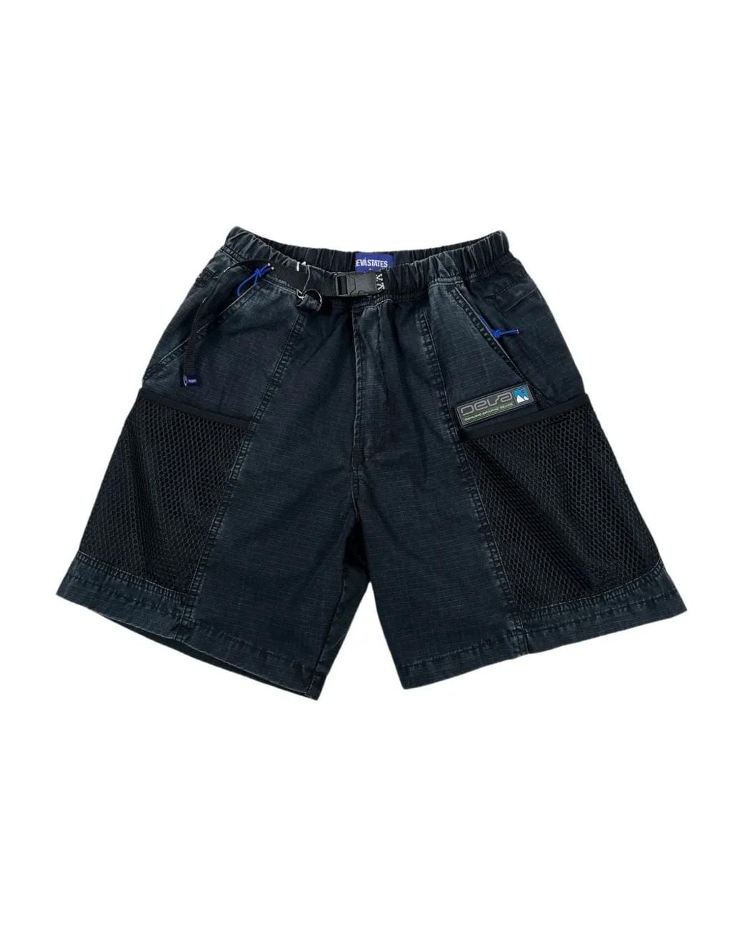 DevÁstates Blue Webbing-Belt Cargo Shorts for men
