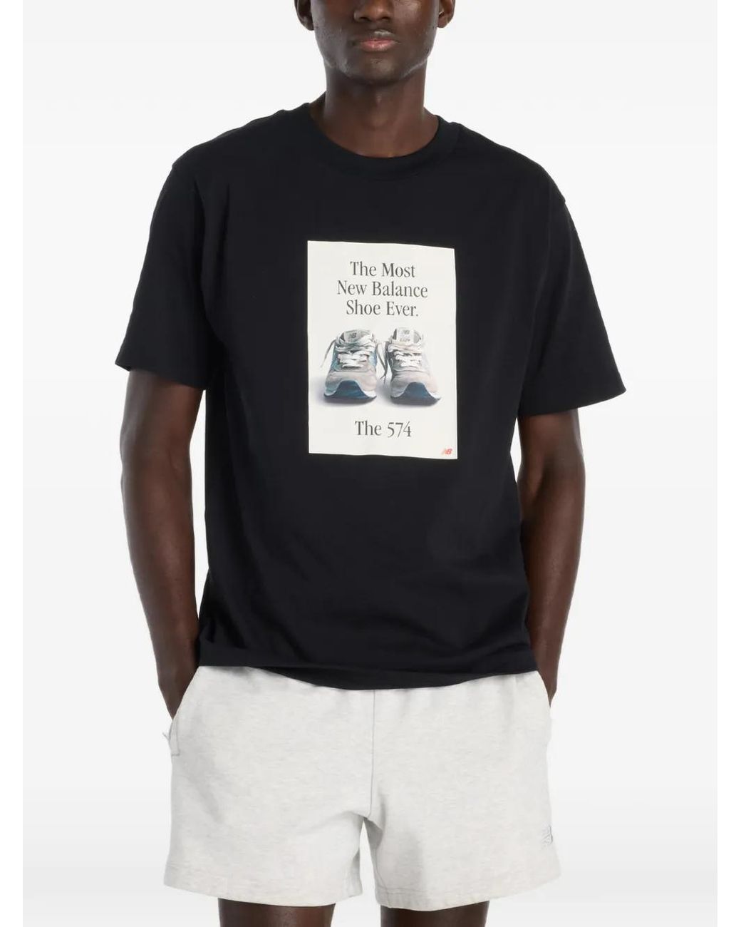 New Balance Black 574 Ad Graphic T-Shirt for men