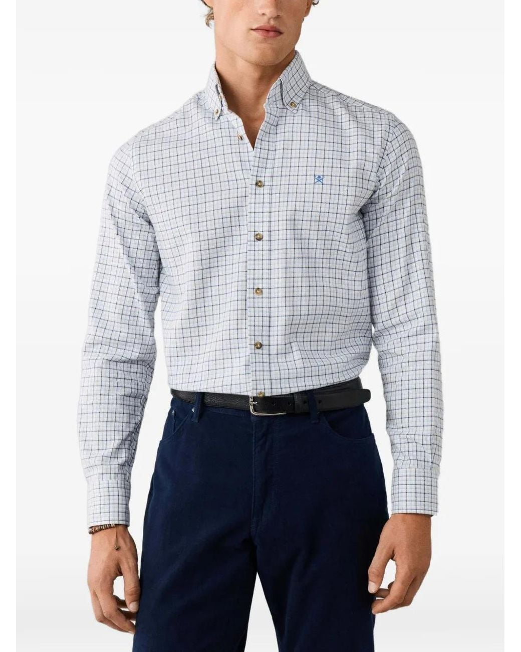 Hackett White Checked Buttoned Shirt for men