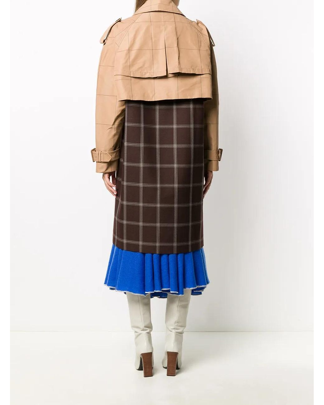 Marni Brown Two-Tone Checkered Trench Coat