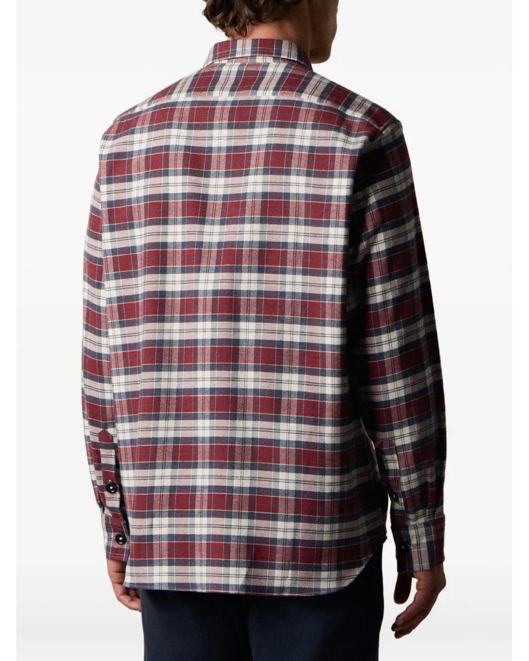 Brooks Brothers Red Plaid Cotton Flannel Overshirt With Flap Pockets for men