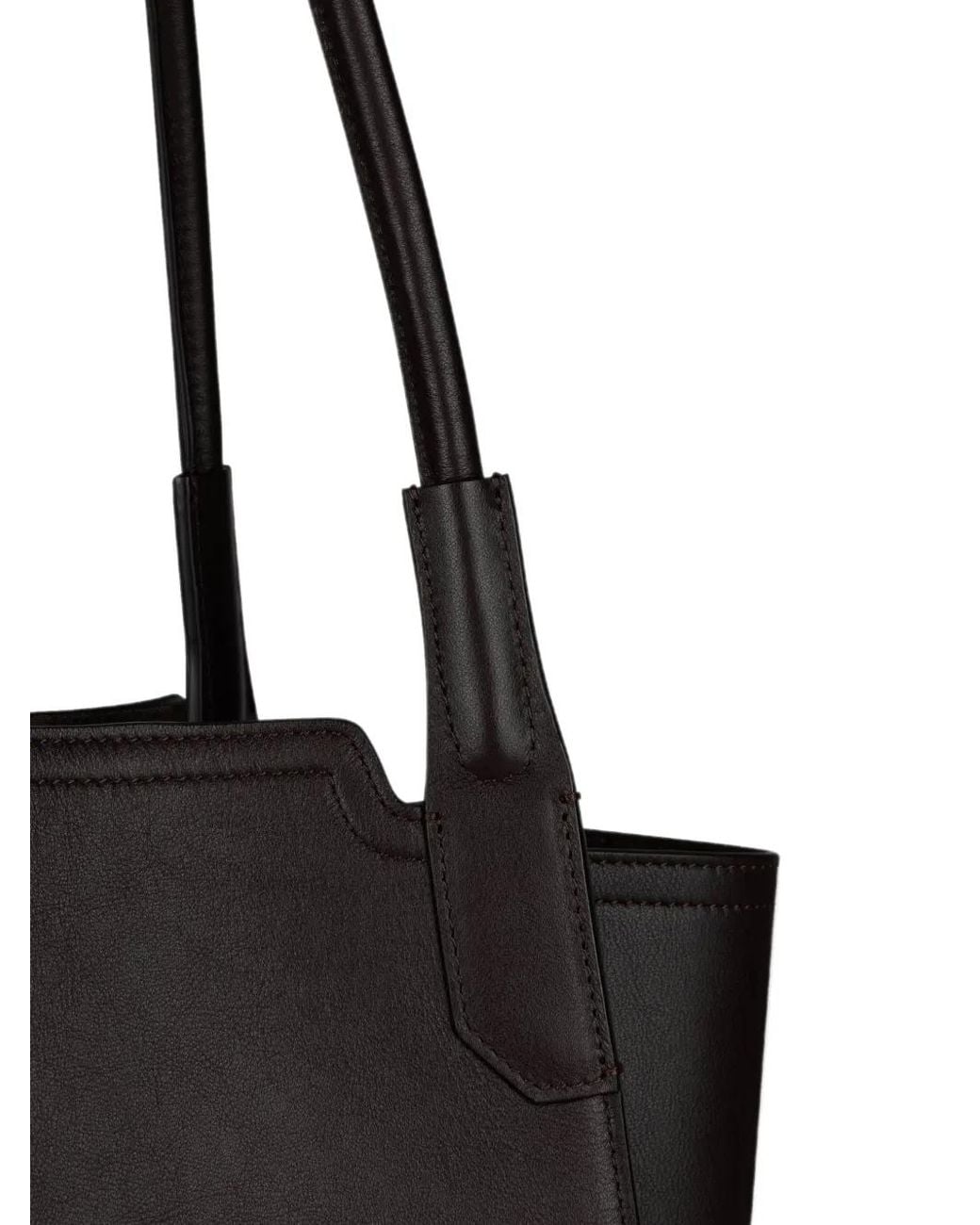 Victoria Beckham Black Victoria Geometric-Stitched Leather Tote Bag