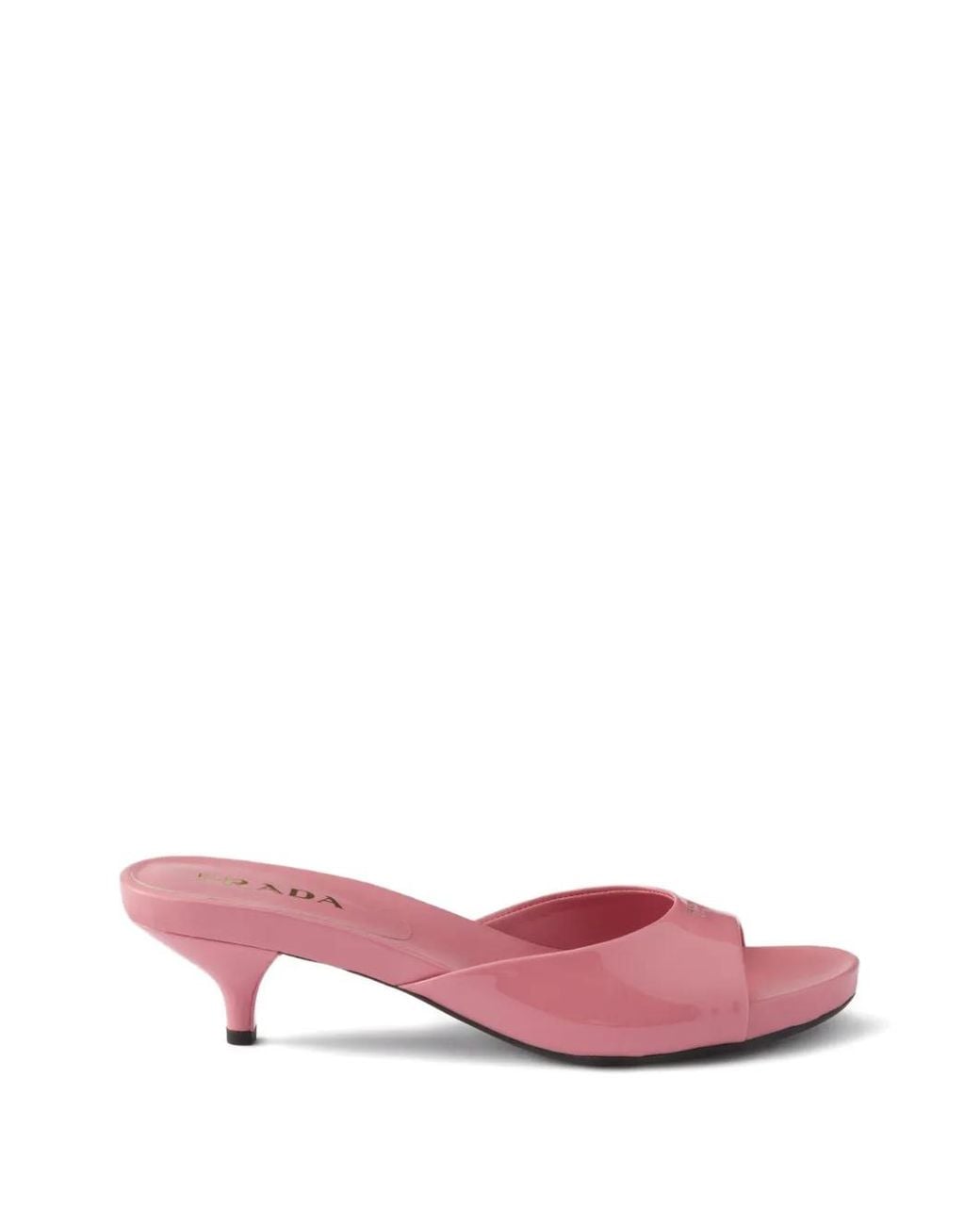 Prada Pink Patent Leather Kitten Heel Sandals