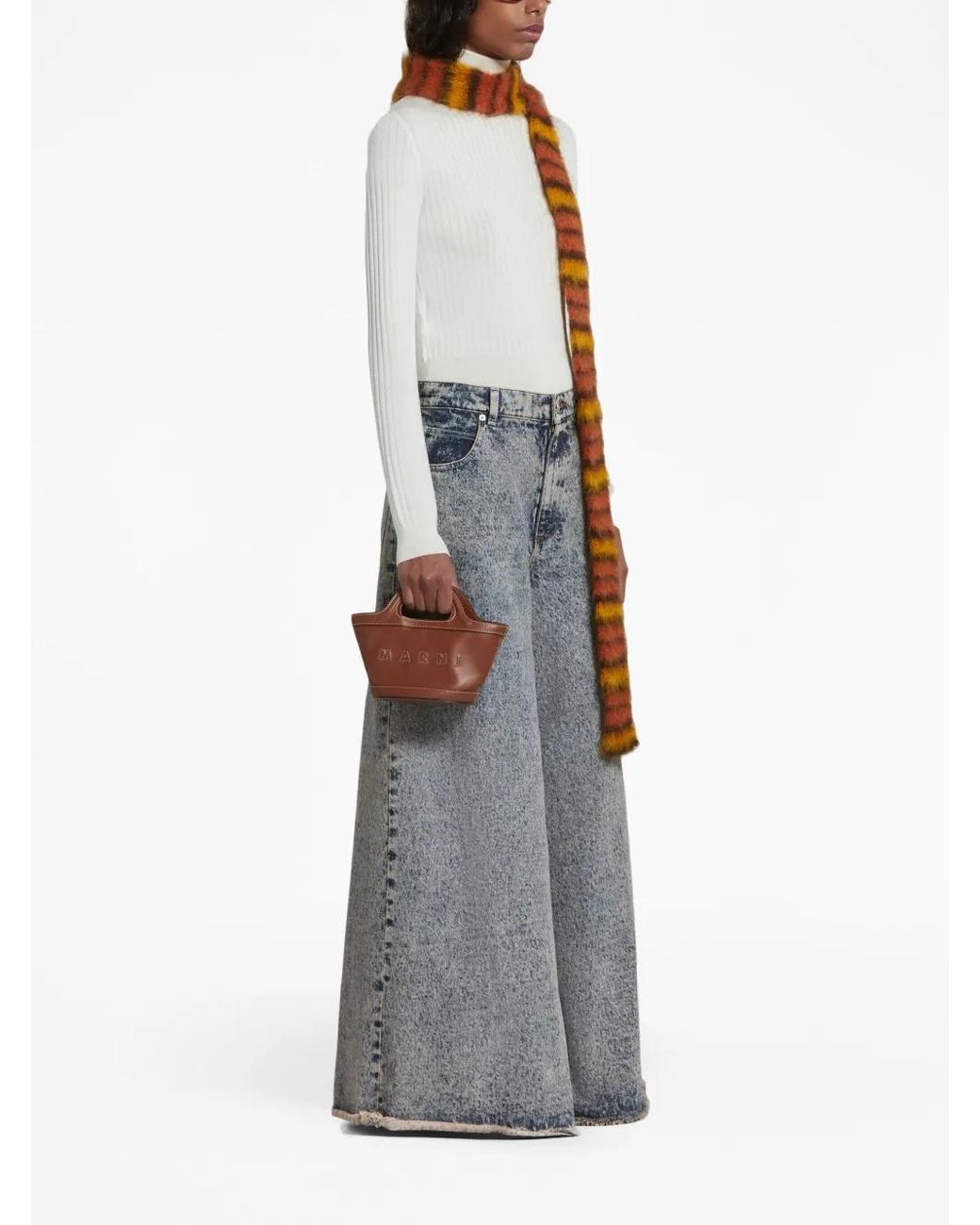 Marni White Ribbed Turtleneck Sweater
