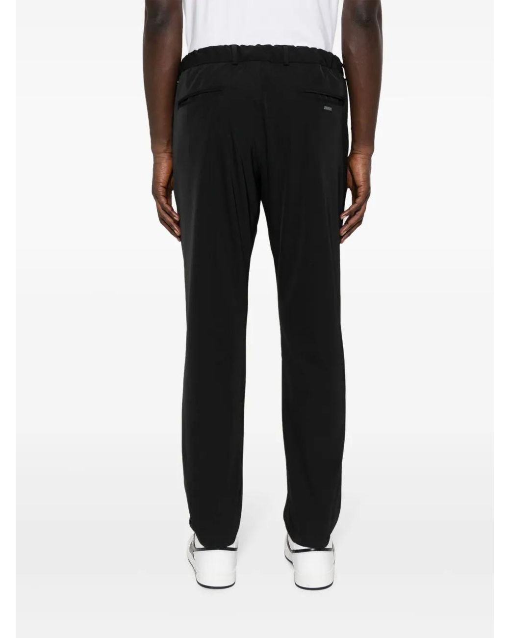 Herno Black Drawstring-Waist Slim-Cut Trousers for men