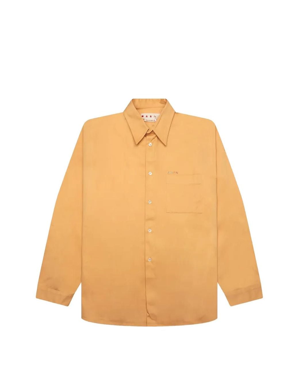 Marni Orange Logo-Embroidered Cotton Shirt for men