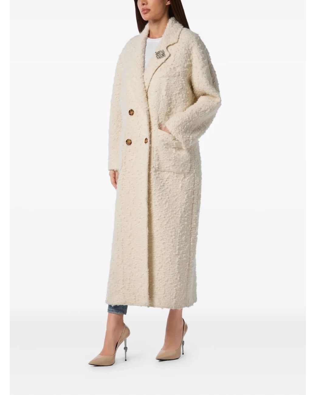 Philipp Plein Natural Double-Breasted Coat
