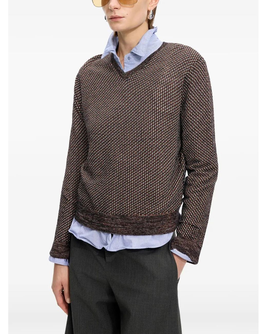 JNBY Brown V-Neck Sweater