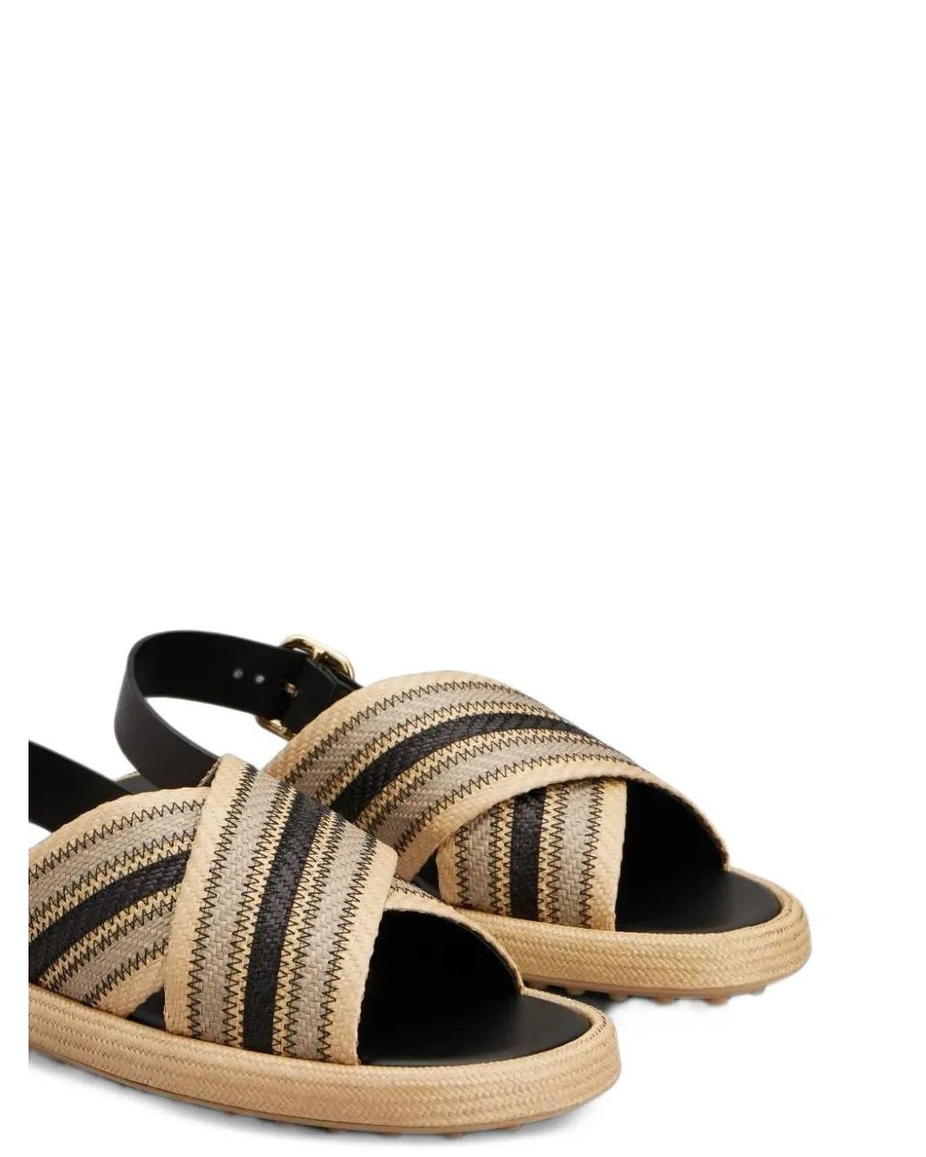Tod's Metallic Striped Crossover-Strap Sandals