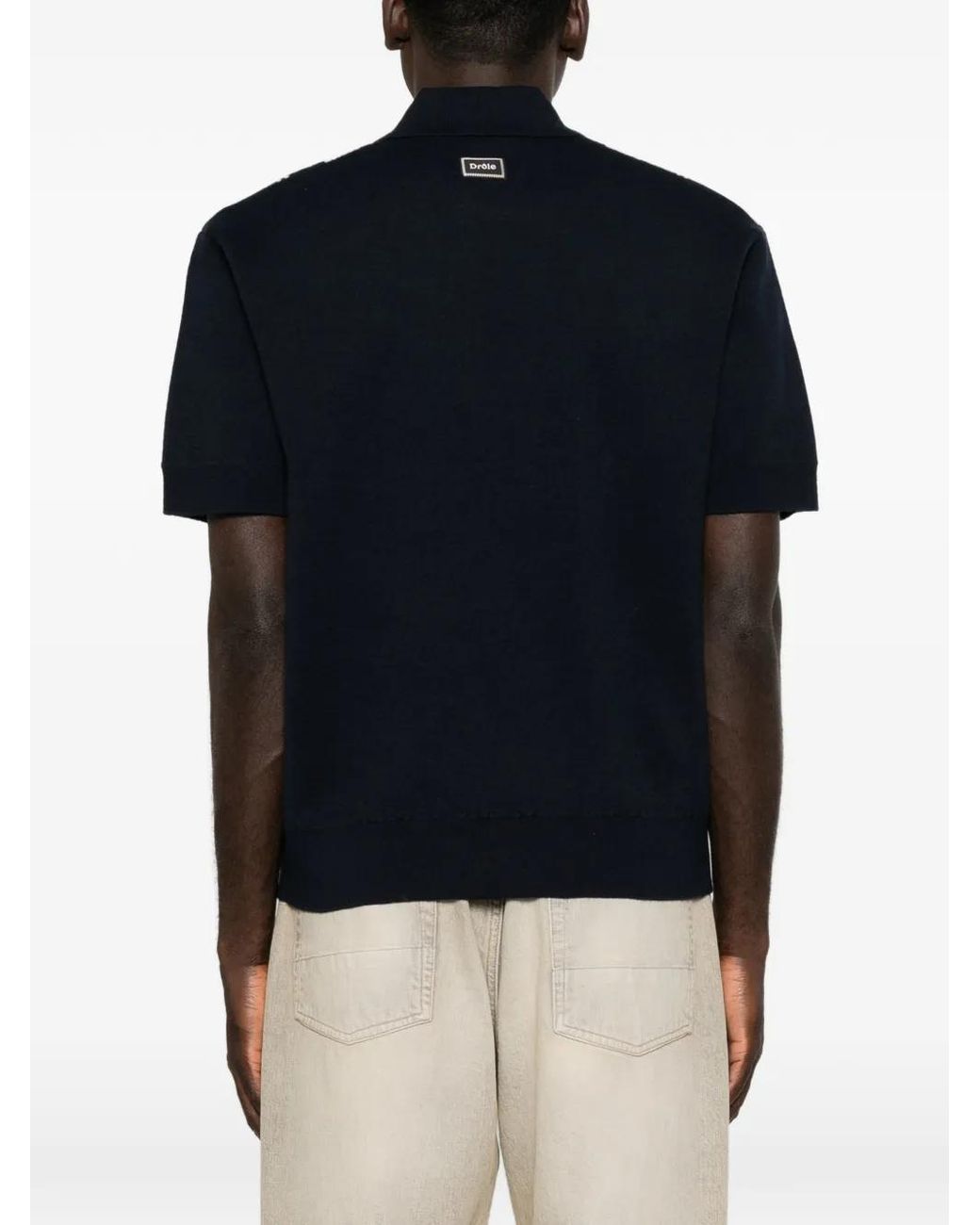Drole de Monsieur Black Polo Rayé À Col Zippé for men