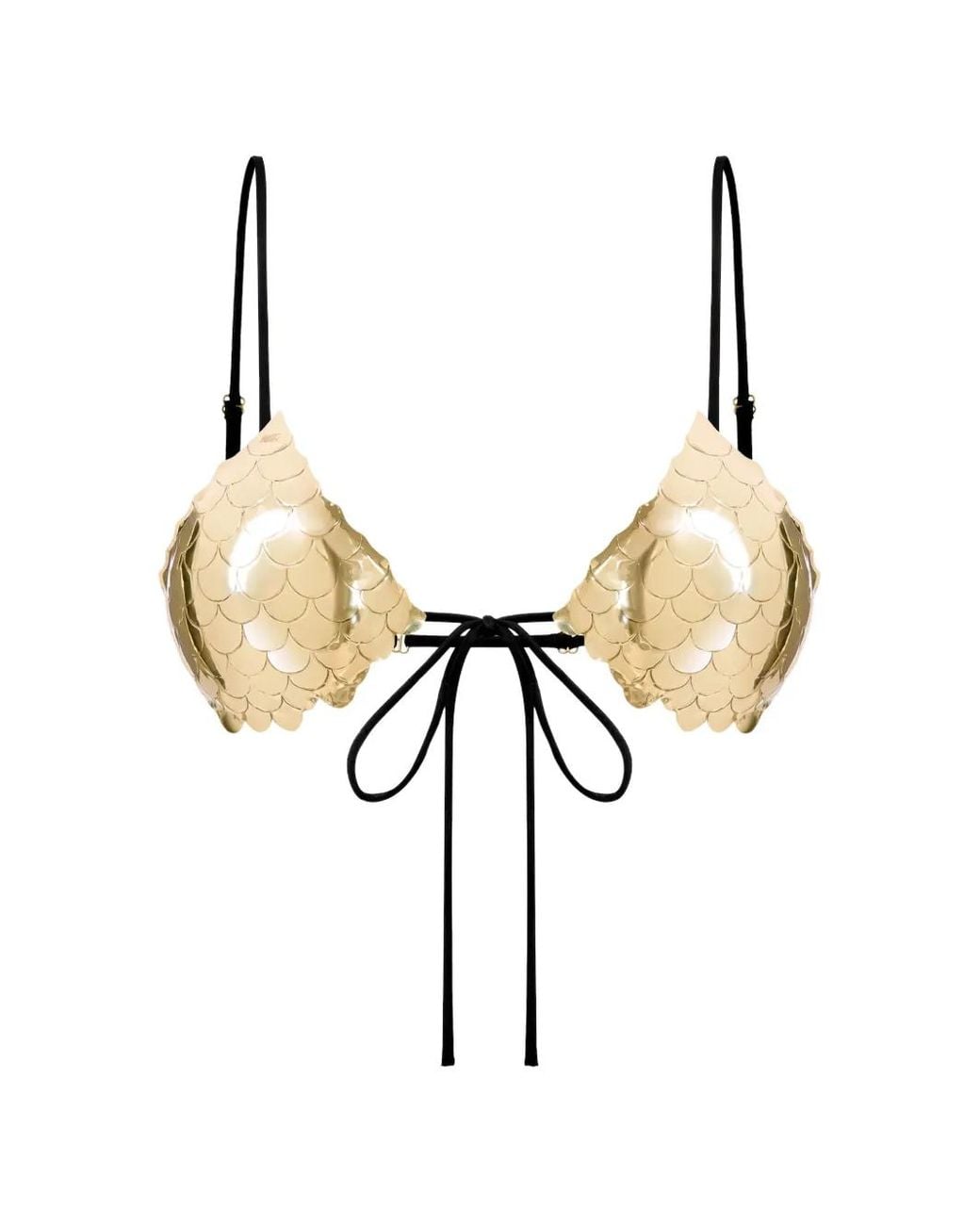 Korobeynikov Metallic Handcrafted Scale-Effect Bikini Top