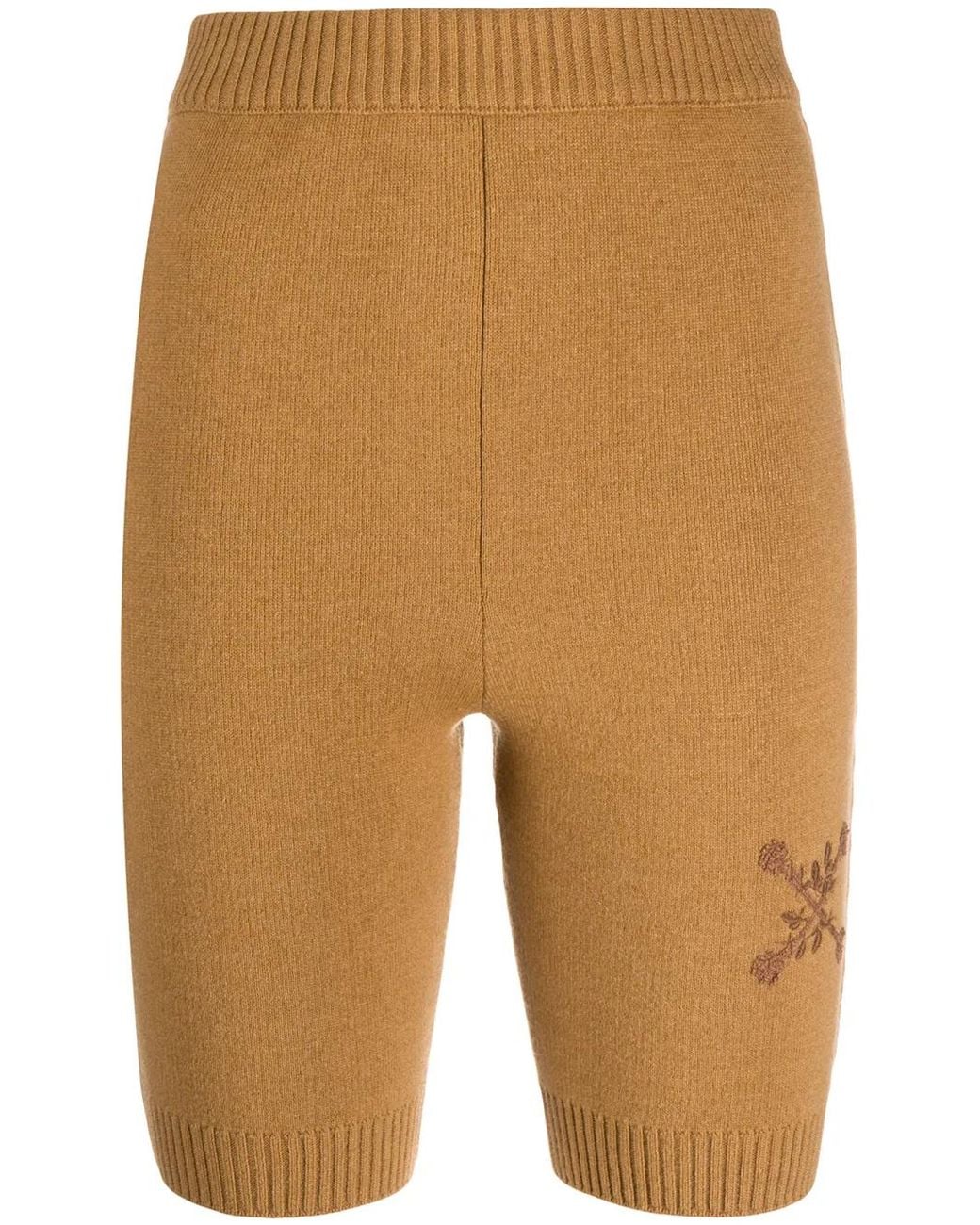Off-White c/o Virgil Abloh Natural Embroidered Floral Arrows Motif Knitted Shorts