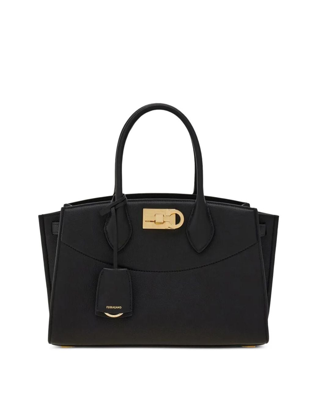 Ferragamo Black Gancini-Buckle Tote Bag