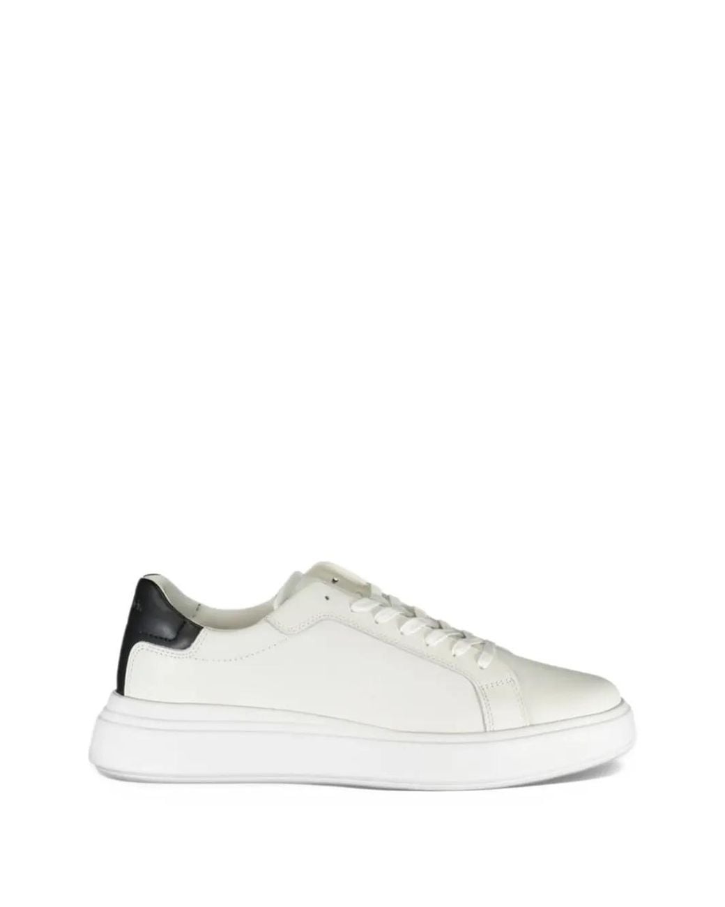 Calvin Klein White Contrast-Heel Sneakers for men