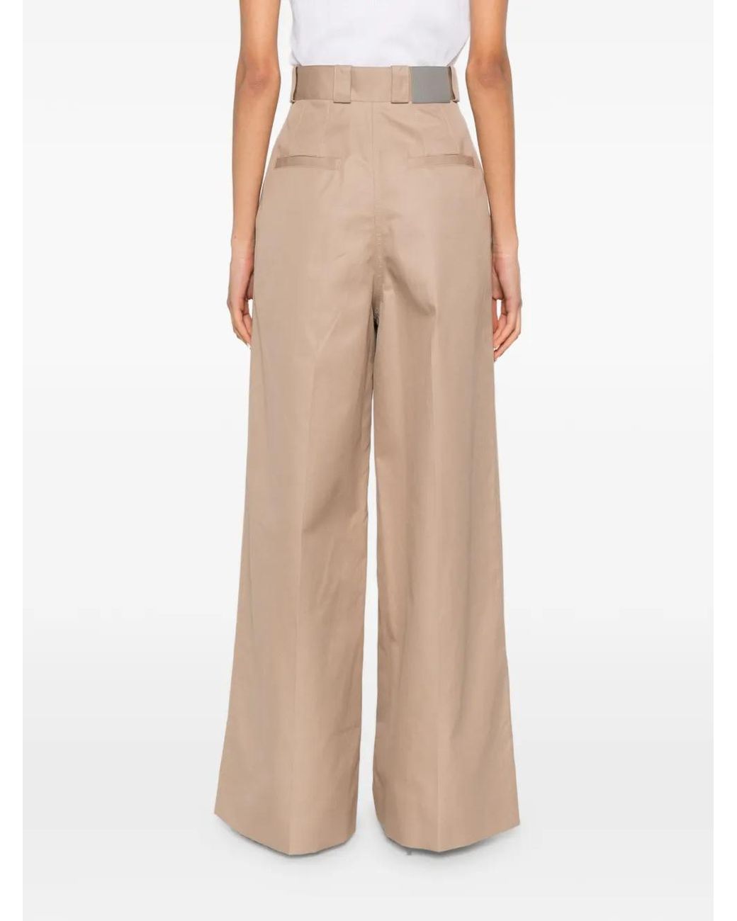 Balenciaga Natural Cotton High-Waisted Trousers