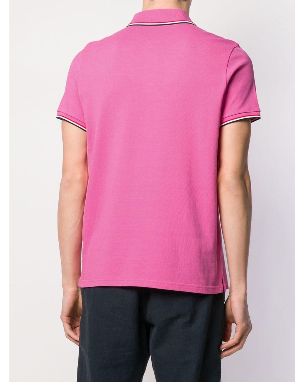 Moncler Short Sleeved Polo Shirt in Pink for Men Lyst