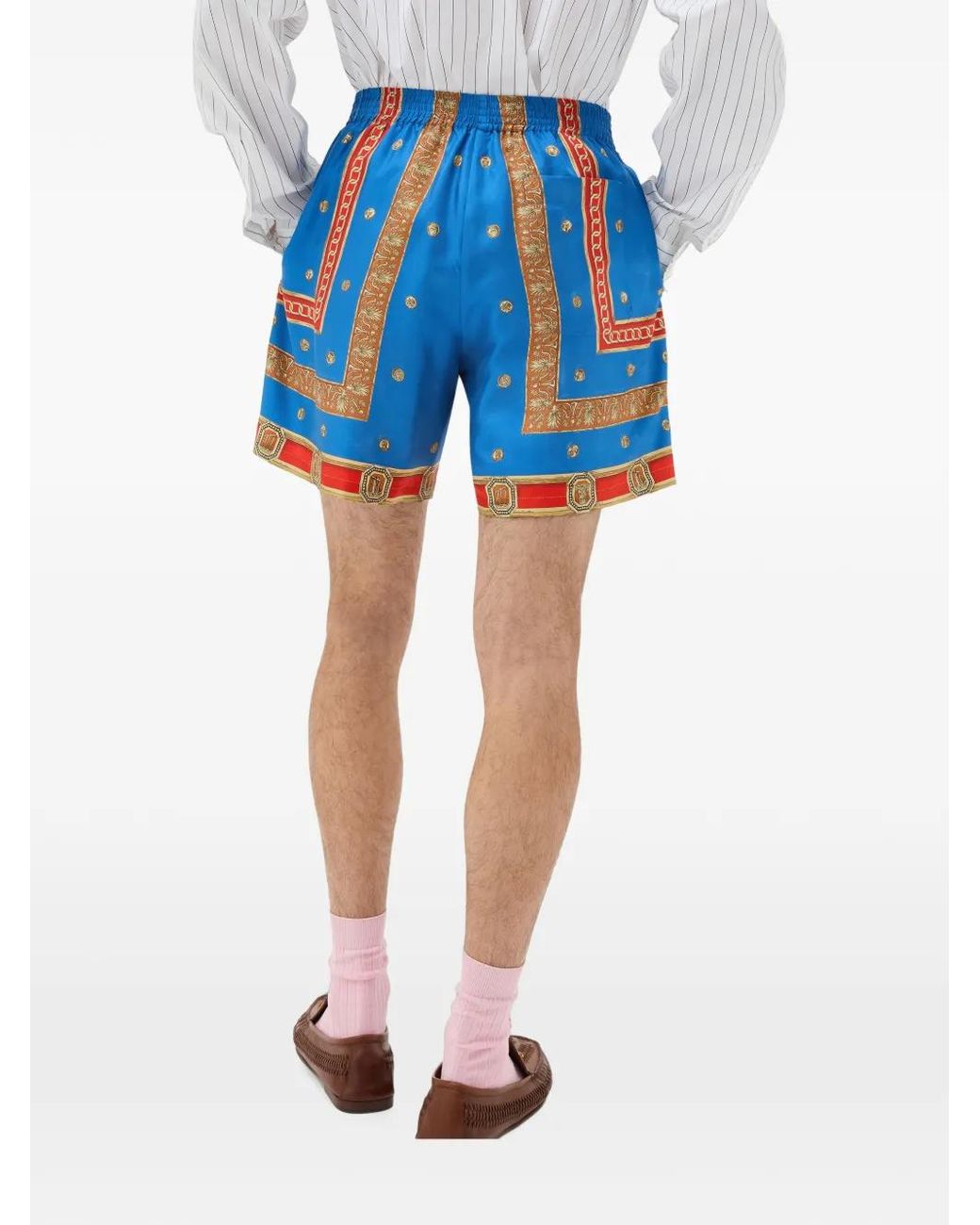 Versace Blue Short Imprimé En Soie for men