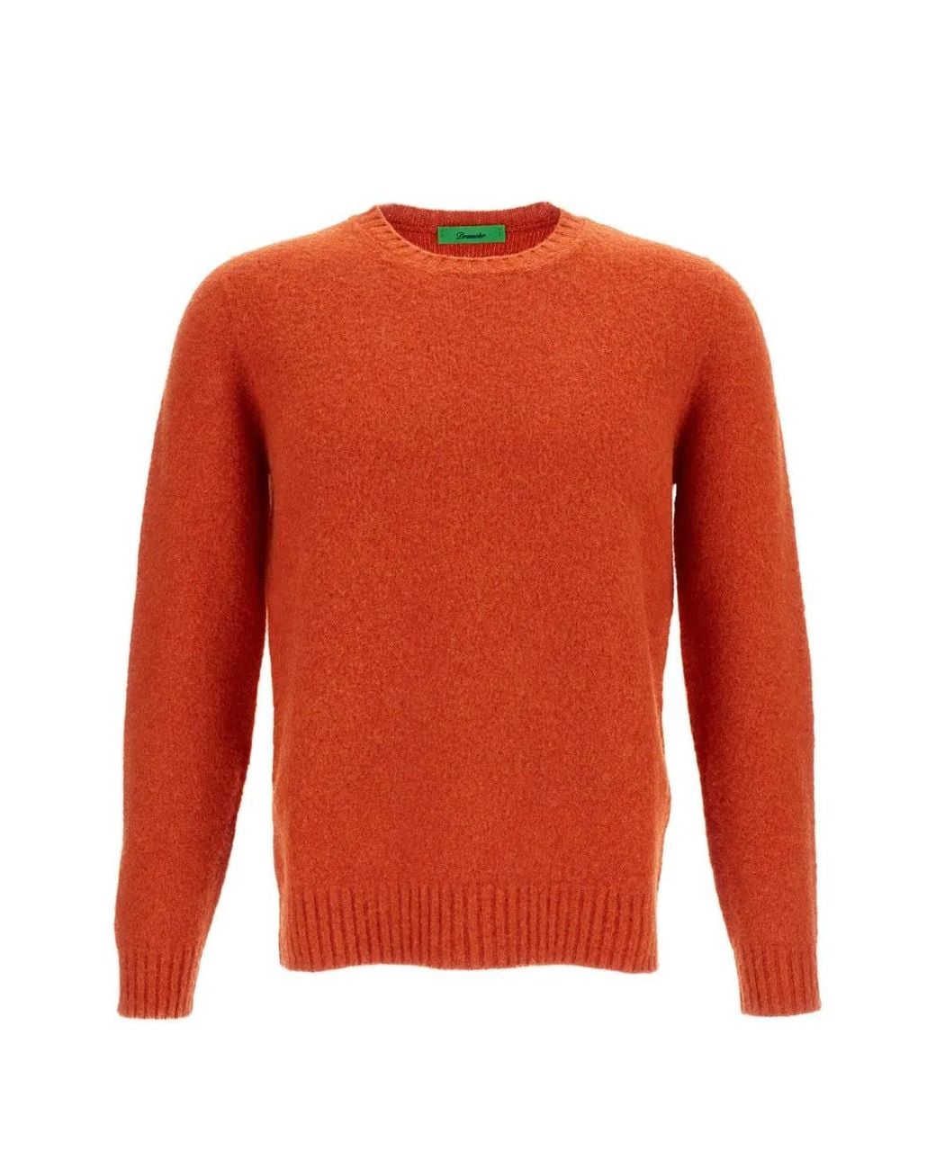 Drumohr Orange Knitted Lambswool Sweater for men