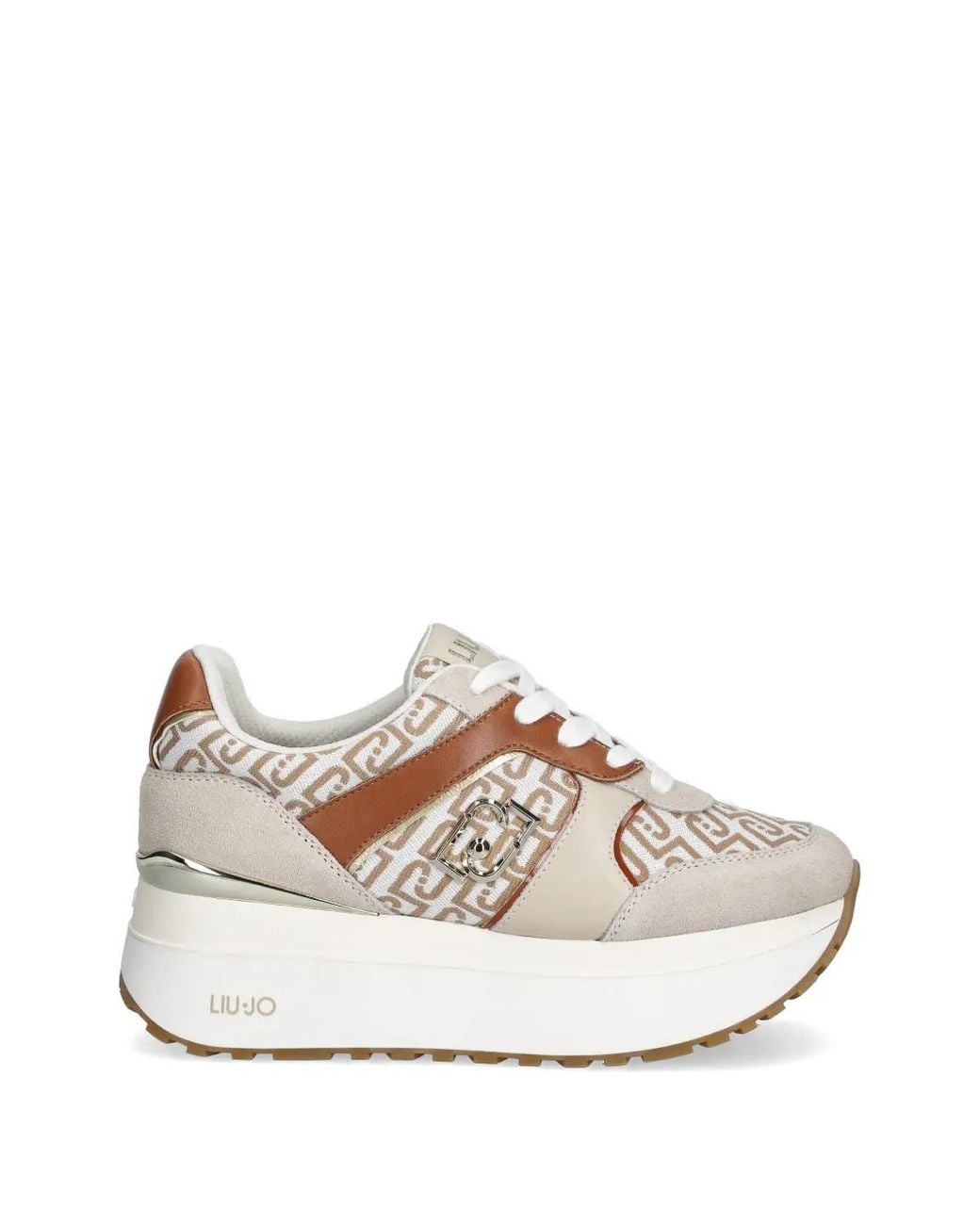 Liu Jo White Monogram Jacquard Super-Platform Sneakers
