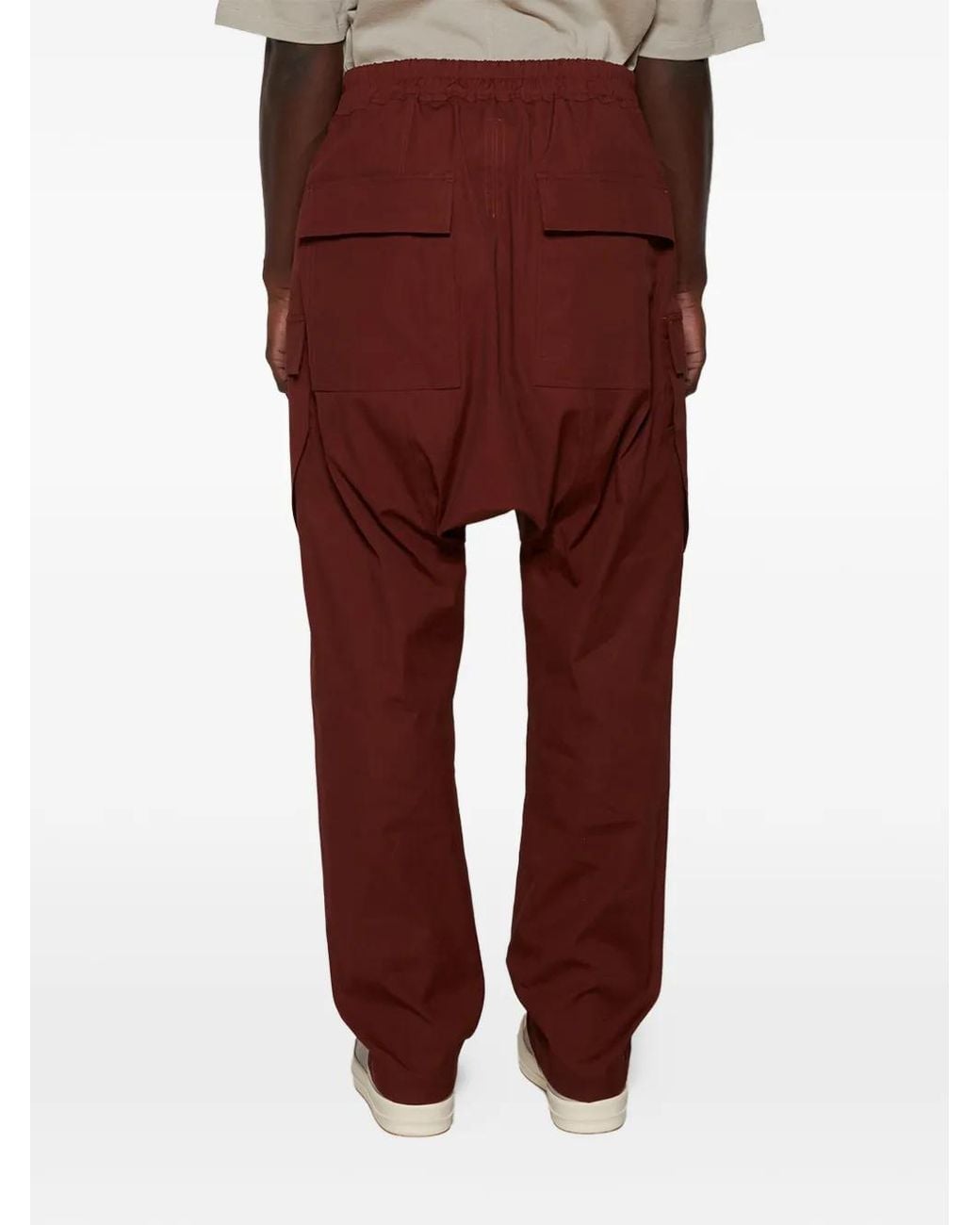 Rick Owens Red Drop-Crotch Cargo Pants for men