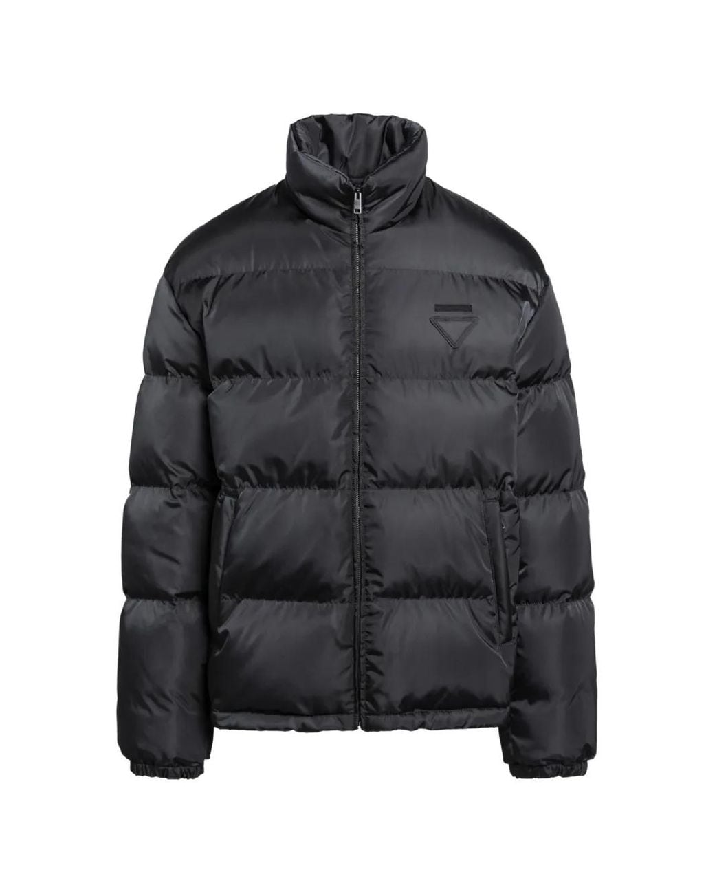 Prada Black Quilted Logo-Patch Puffer Jacket for men