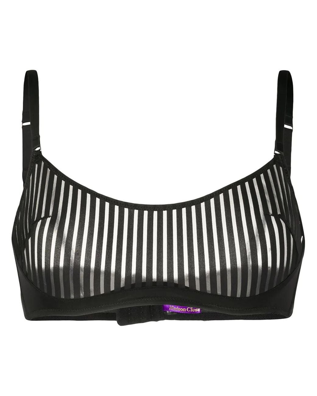 Maison Close Black Striped Underwired Bra