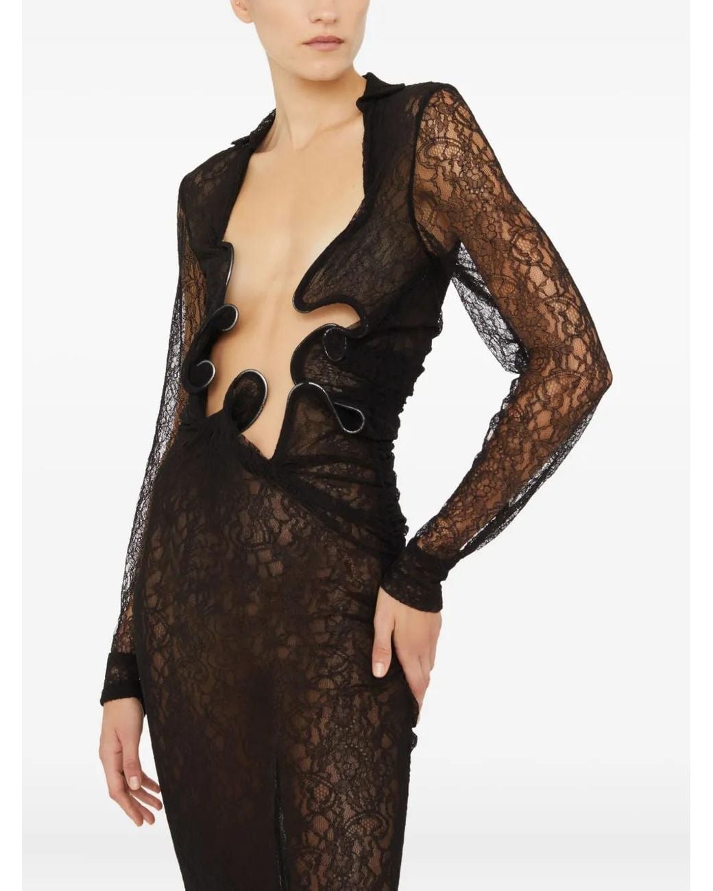 Christopher Esber Black Lace Venus Maxi Dress