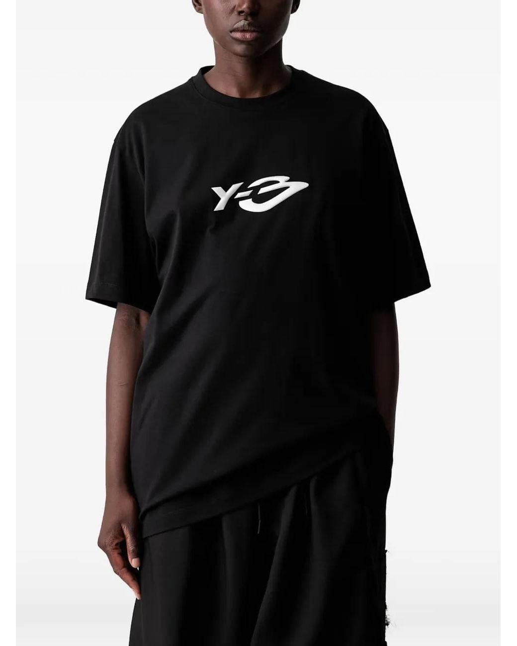 Y-3 Black Liquid Logo Short Sleeve T-Shirt for men