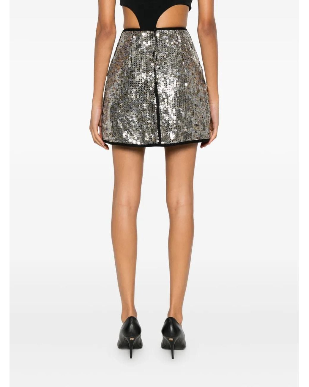 MITILIANE COUTURE Gray Sequin-Embellishment Skirt