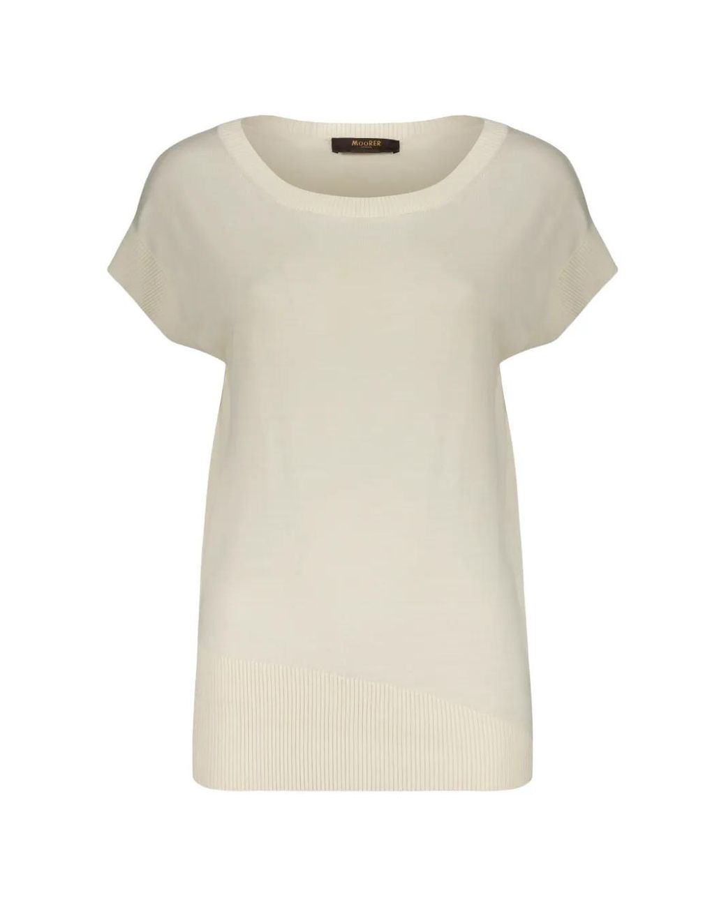 Moorer White Scoop-Neck Knitted T-Shirt