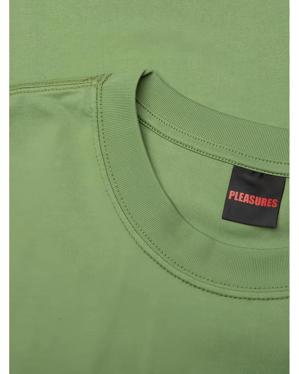 Pleasures Green Athor Logo-Print T-Shirt for men