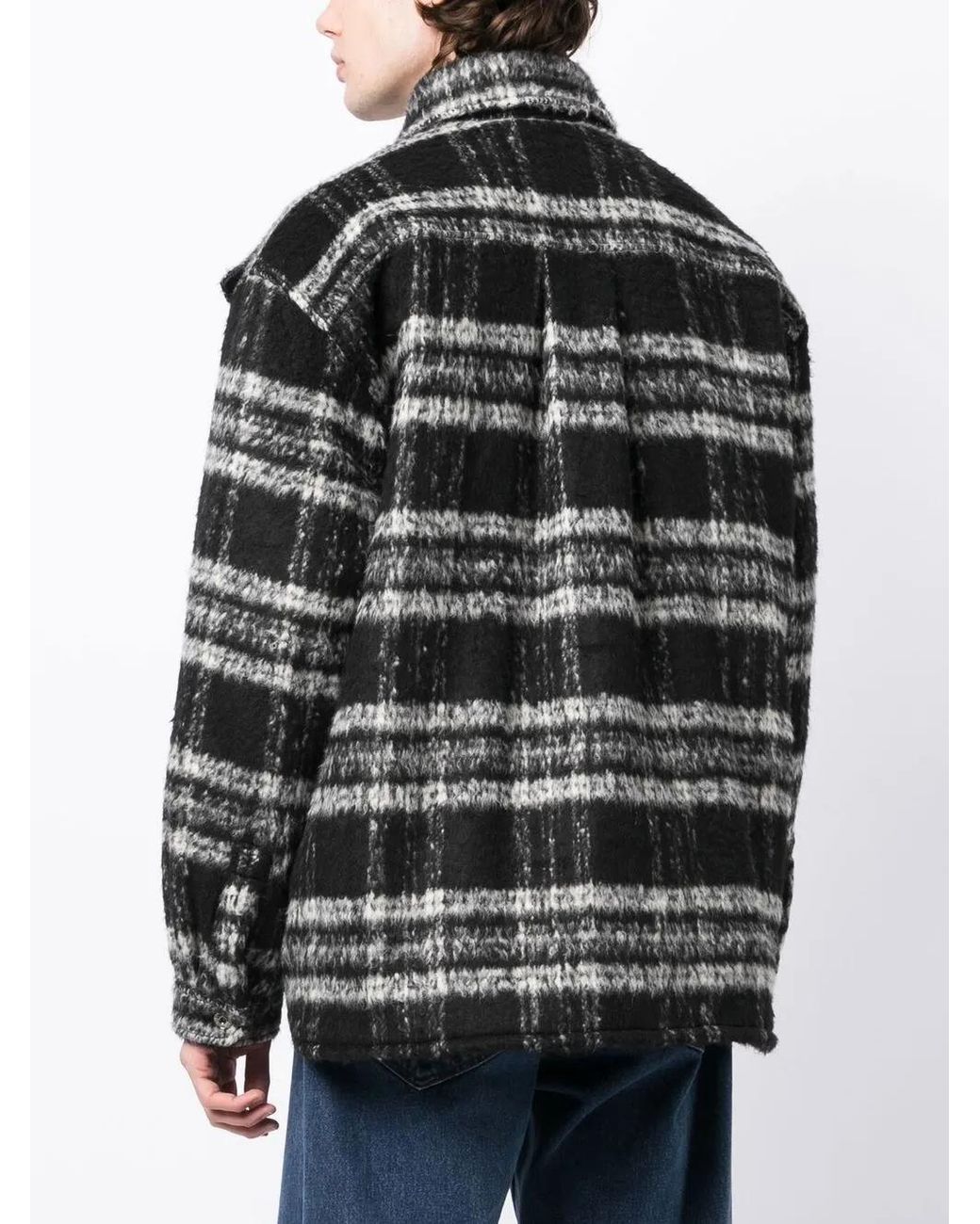 Y. Project Black Textured Stripe-Pattern Shirt Jacket for men