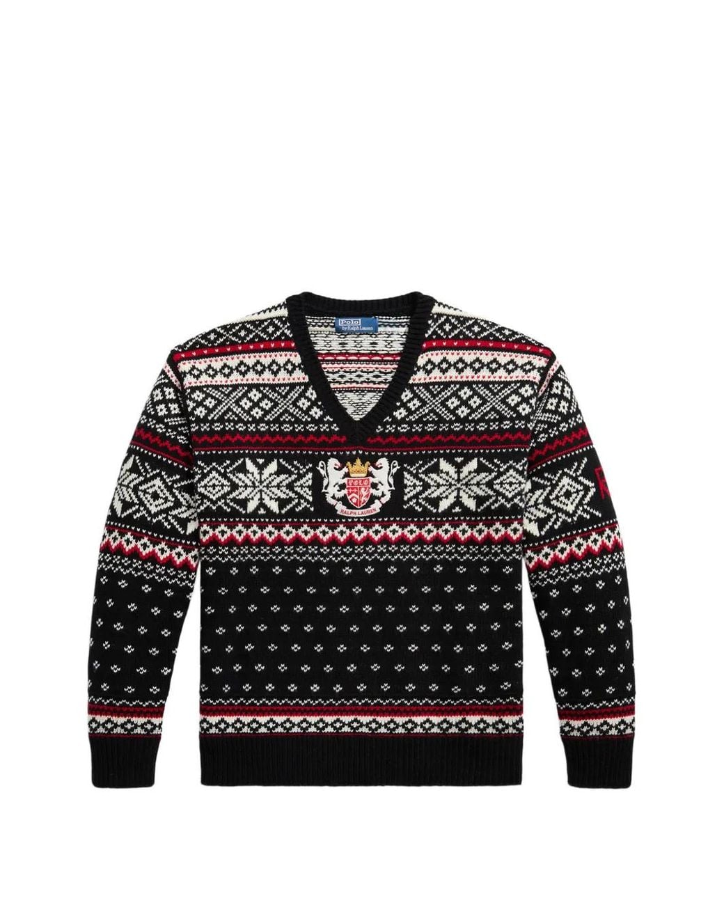 Polo Ralph Lauren Black Embroidered Wool Jumper for men