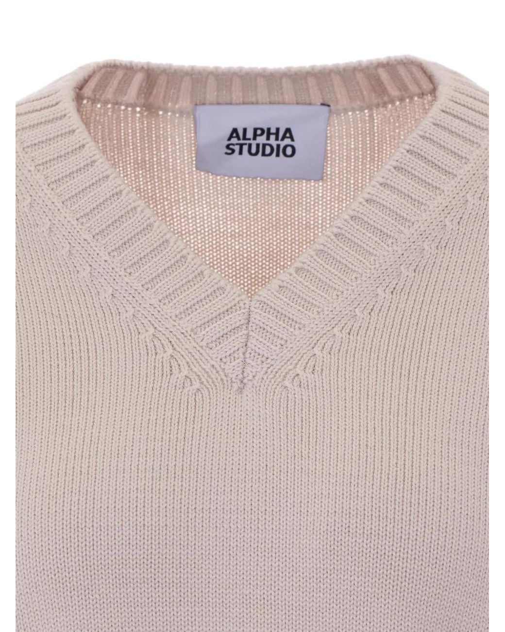 Alpha Studio Trui Met V-Hals in het White