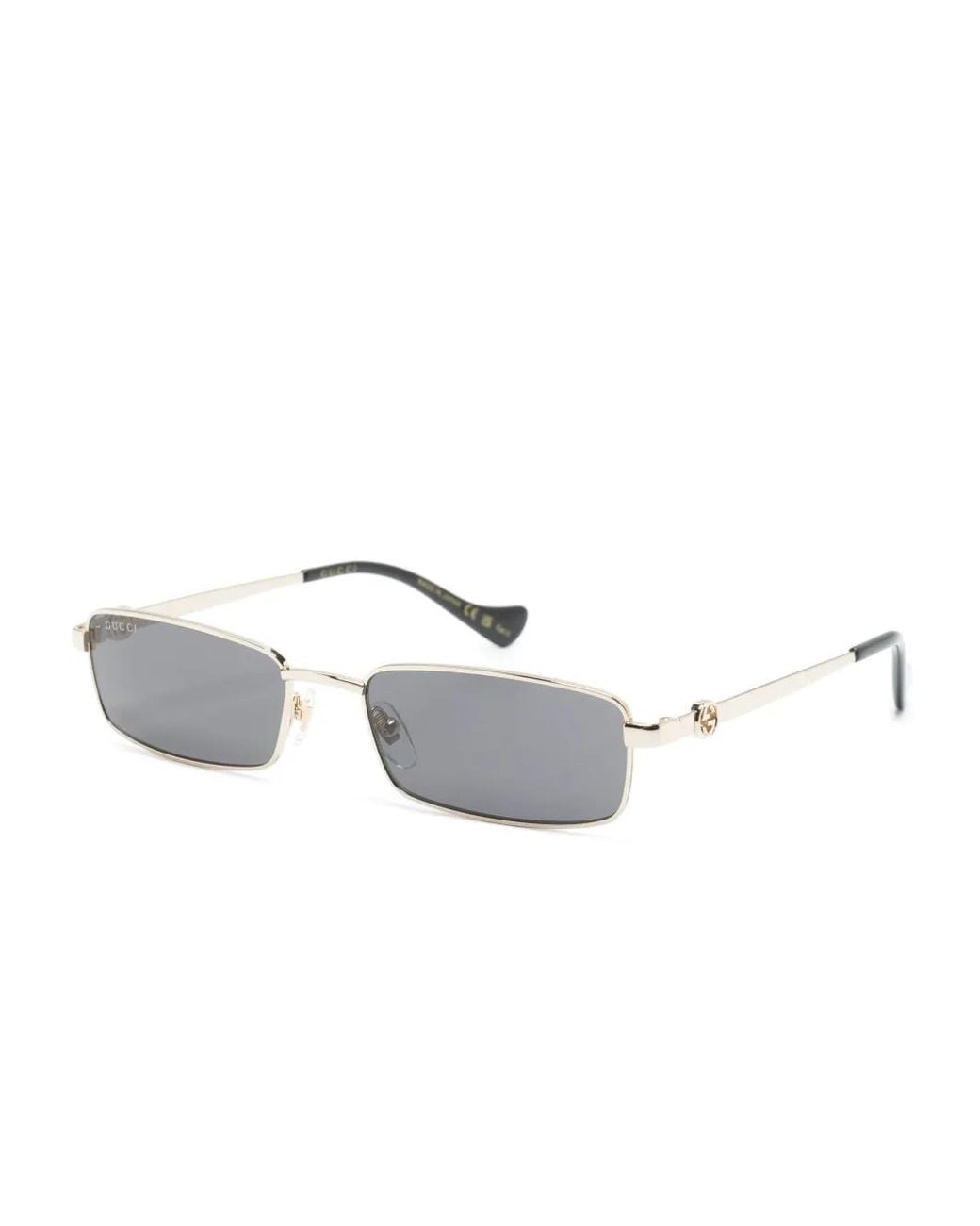 Gucci Gray Rectangle-Frame Sunglasses