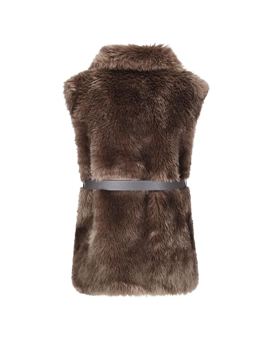 P.A.R.O.S.H. Brown Gilet Ceinturé En Fourrure Artificielle