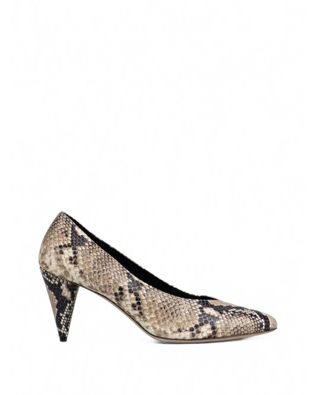 Victoria Beckham White Maverick Snake-Print Leather Pumps