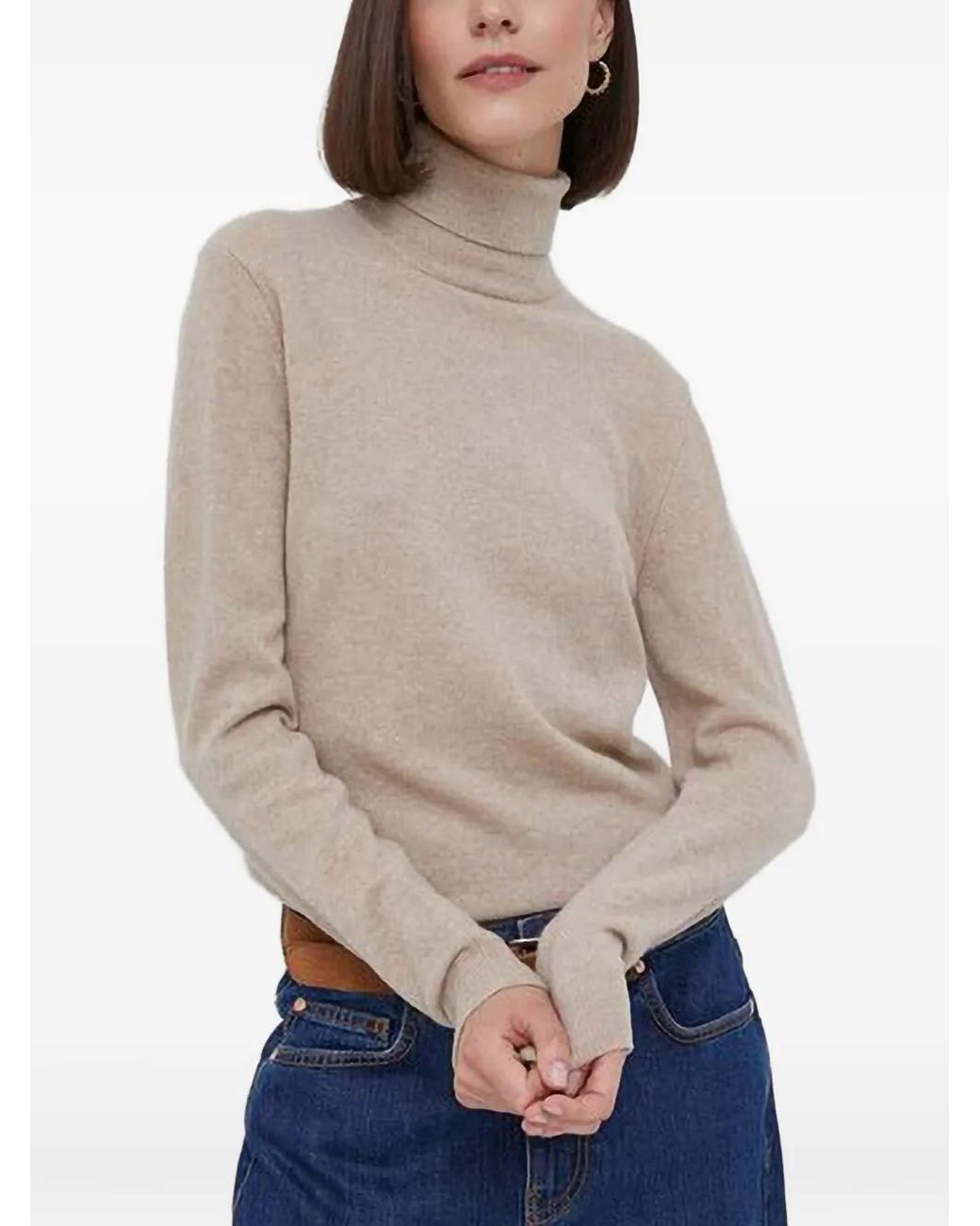 Benetton Natural Roll-Neck Knitted Sweater