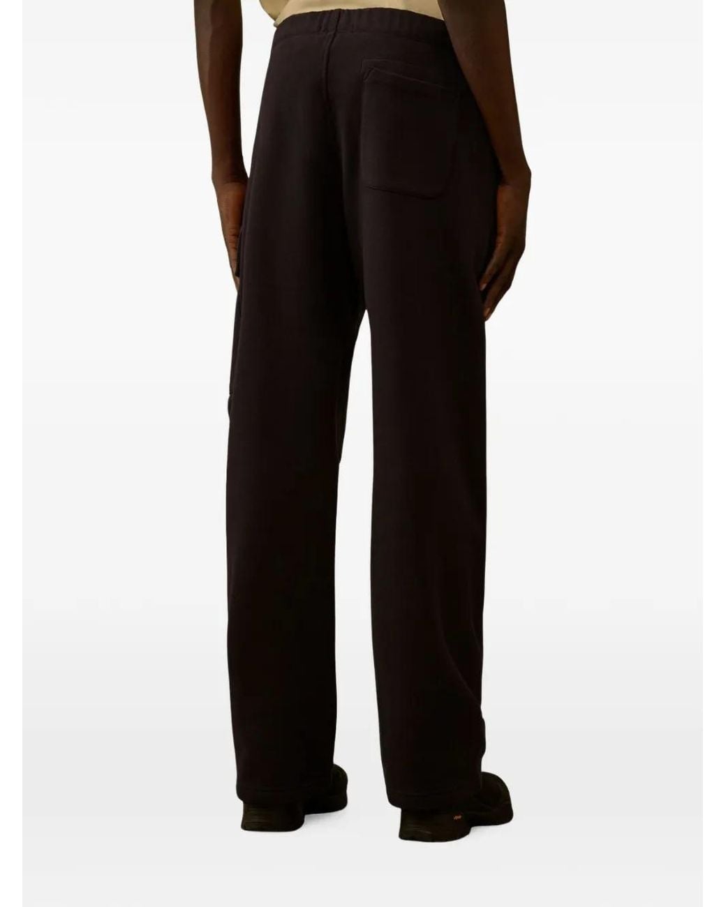 C P Company Black Diagonal Raised Fleece Cargo Pants for men