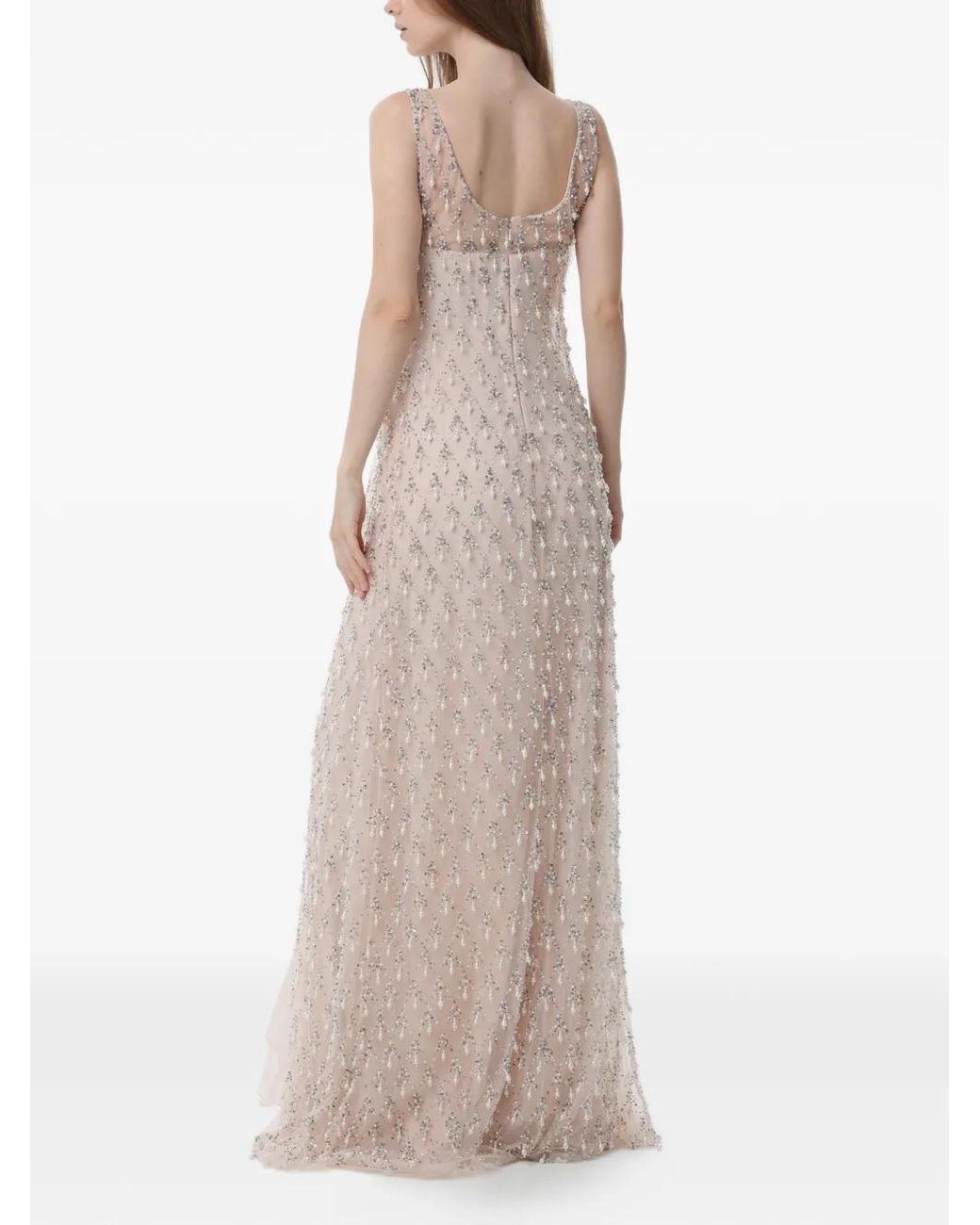 Dina Melwani Pink Embellished Maxi Dress Set