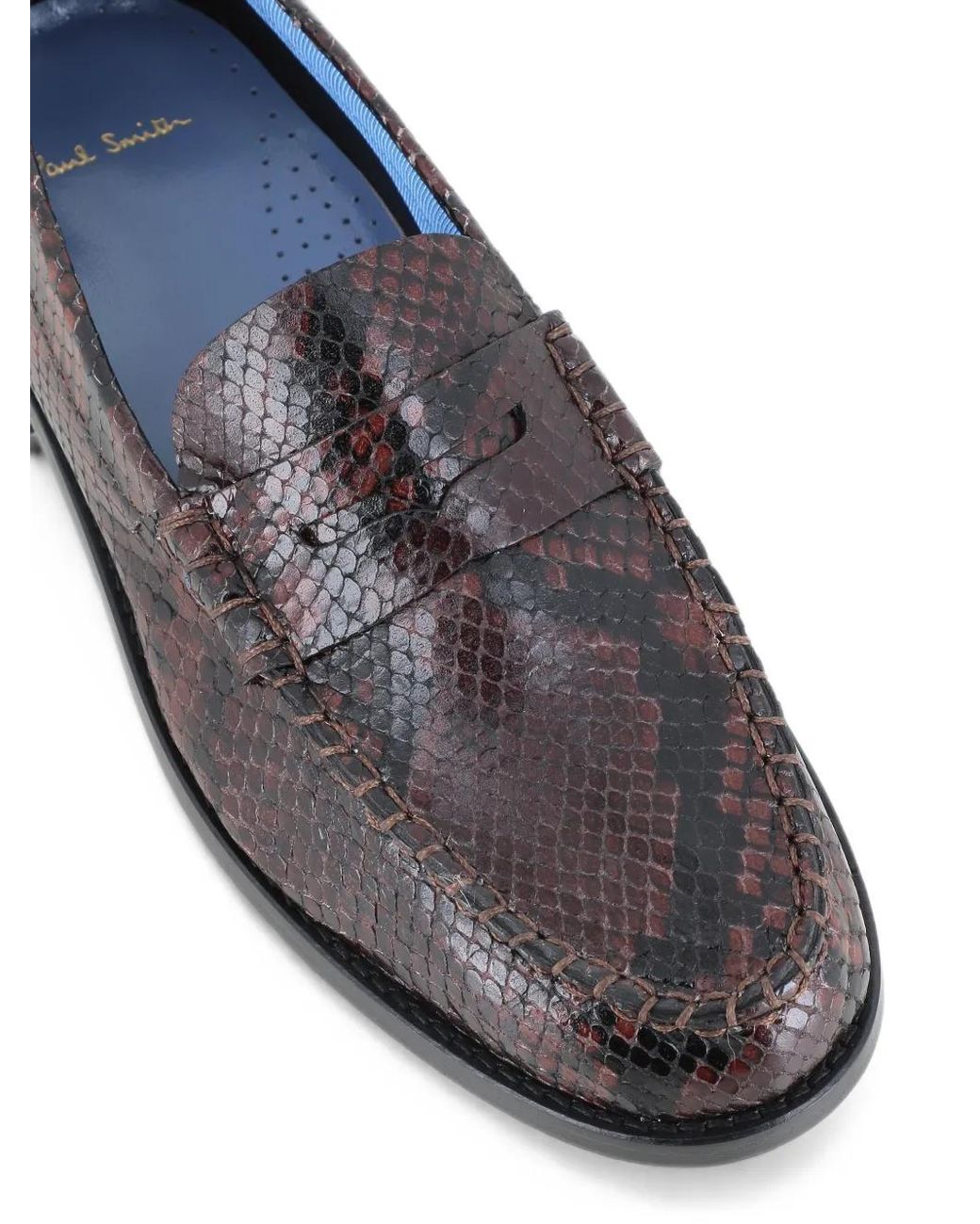 Paul Smith Gray Snake-Effect 'Laida' Penny Loafers
