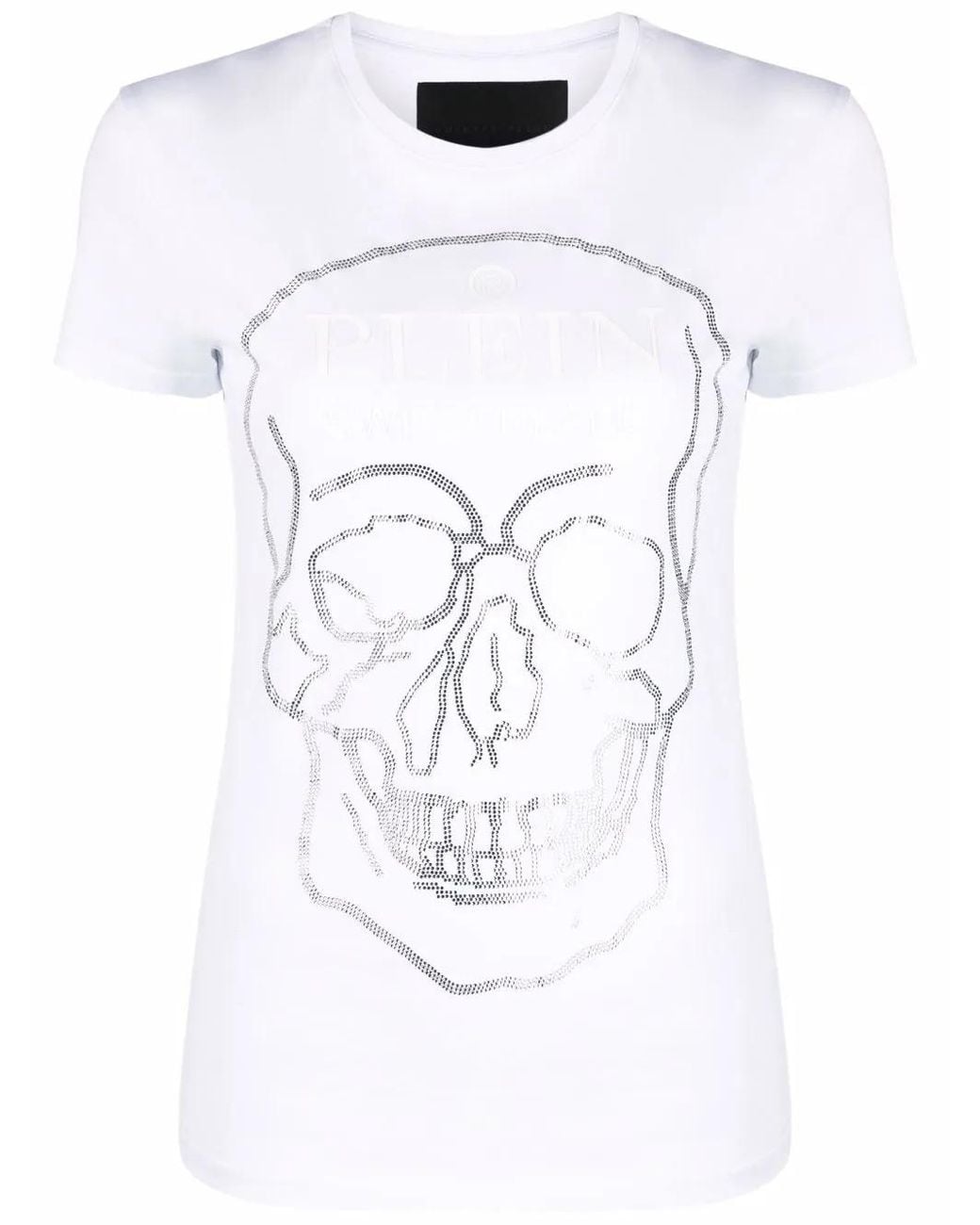 Philipp Plein White Crystal-Embellished Cotton T-Shirt