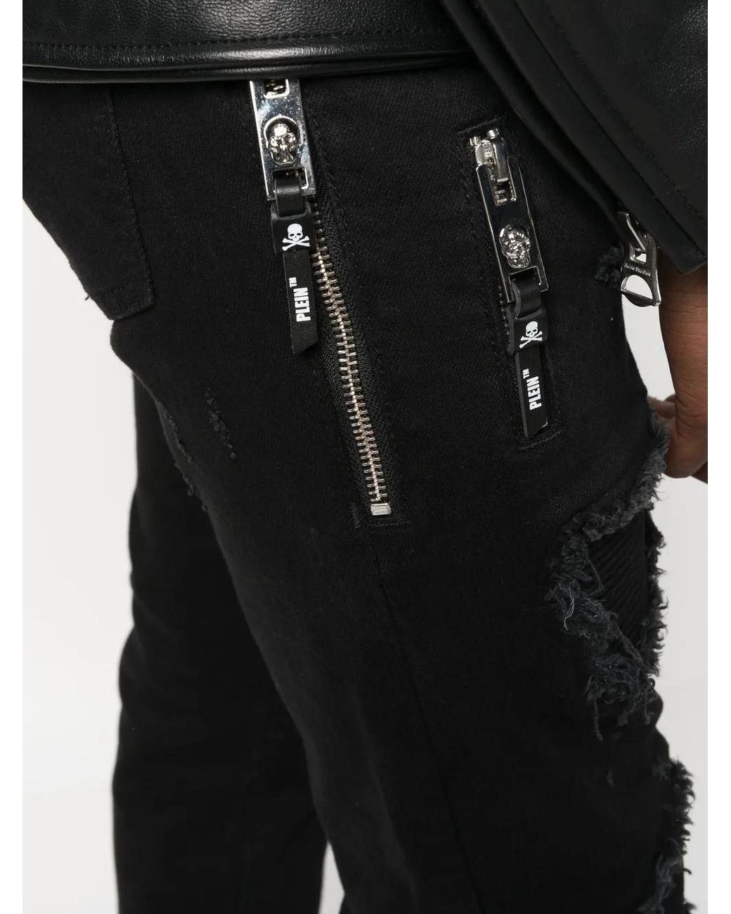 Philipp Plein Black Denim Trousers Super Straight Cut for men