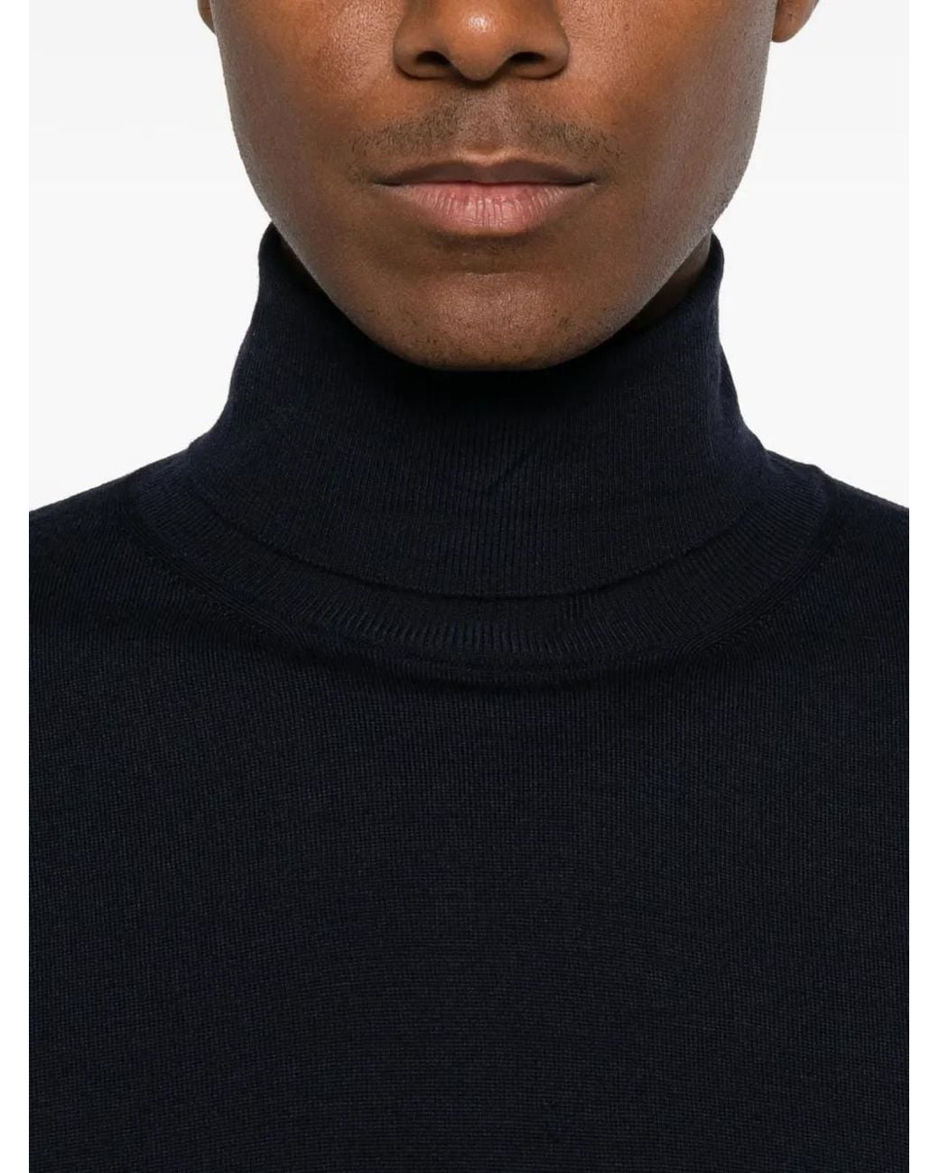Canali Blue Roll-Neck Wool Sweater for men