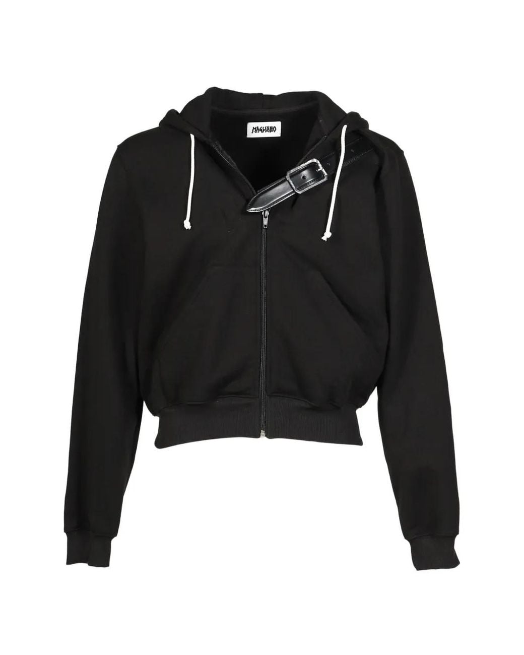 Magliano Black Provincia Buckle-Detail Cropped Hoodie for men