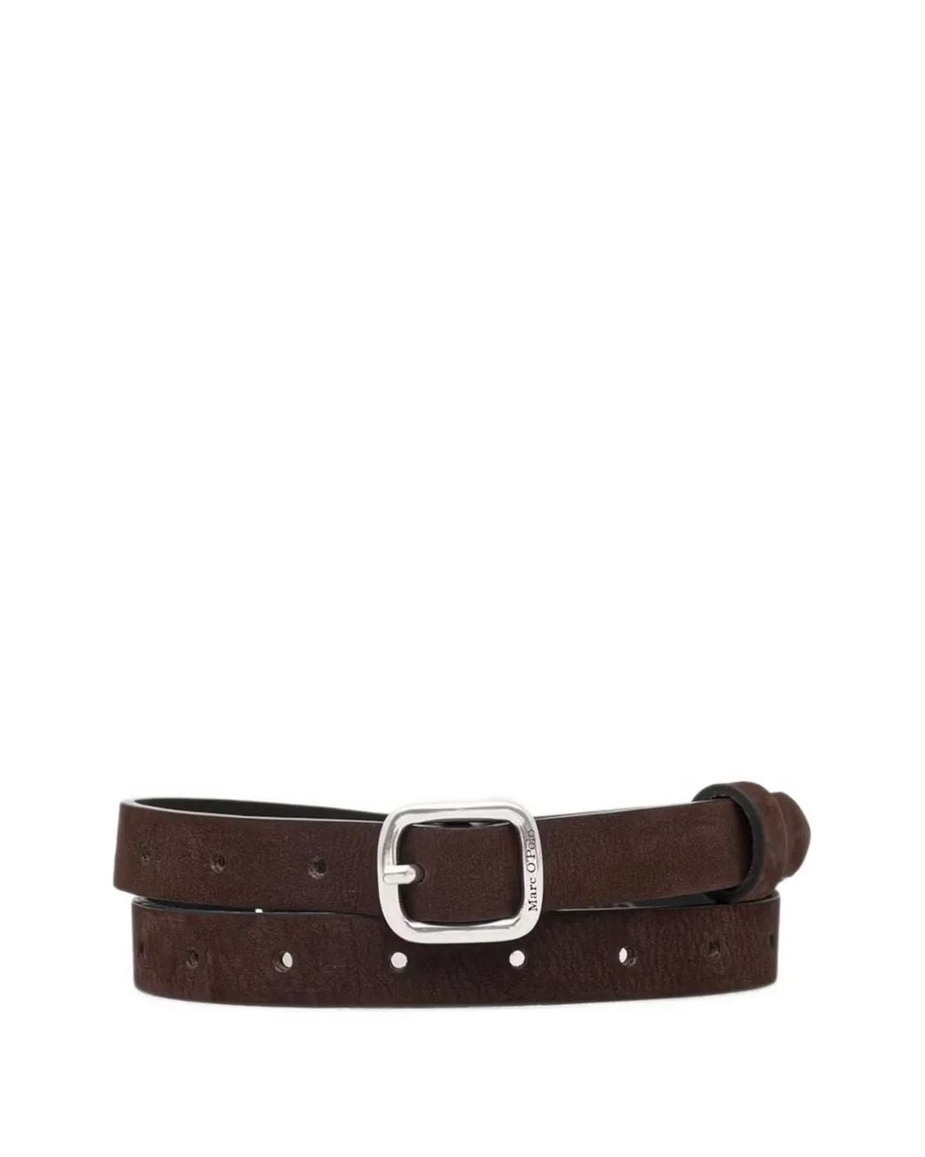 Marc O' Polo White Hanny Nubuck-Leather Buckle-Fastening Belt
