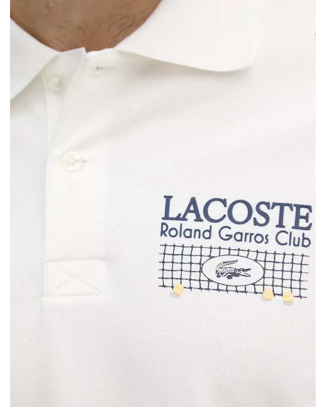 Lacoste White Roland-Garros Edition Petit Piqué Polo for men