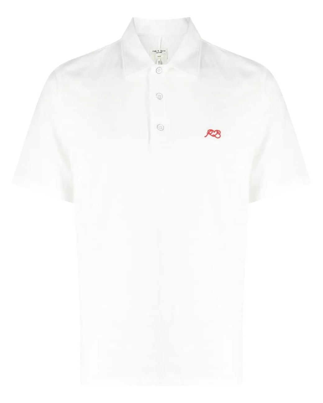 Rag & Bone White Logo-Embroidered Polo Shirt for men