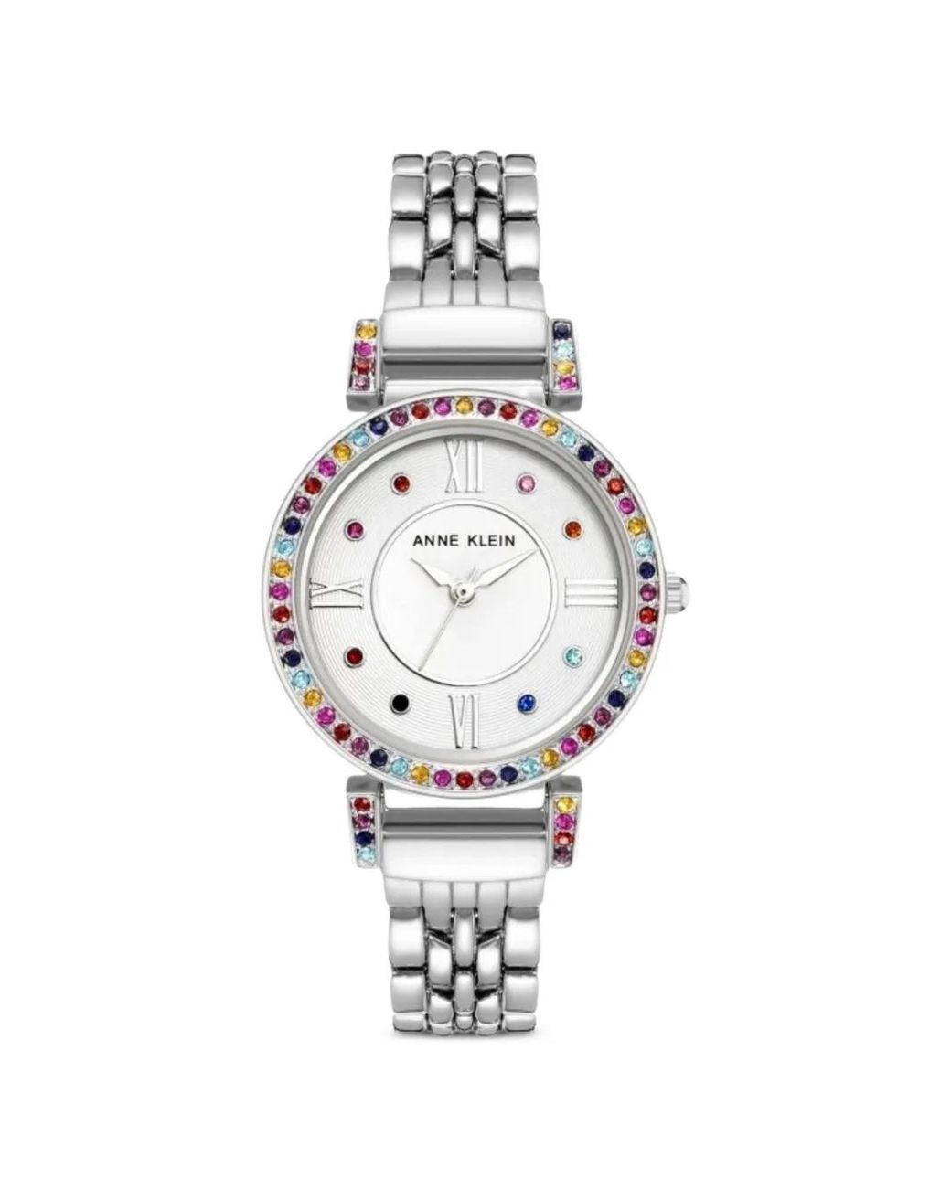 Anne Klein White Crystal-Embellished 30Mm Watch