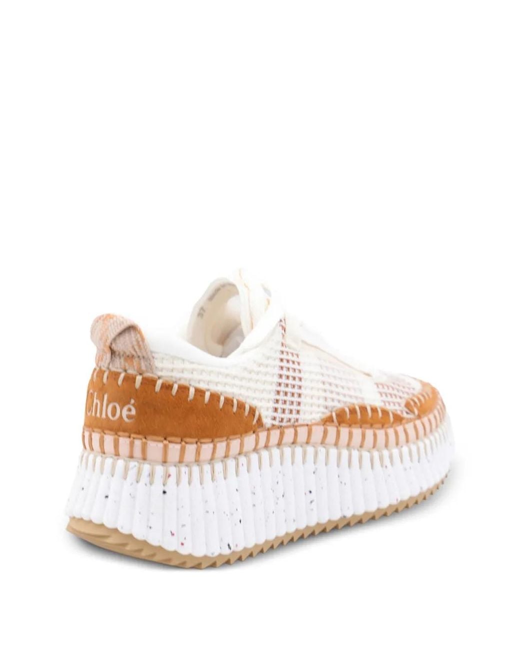 Chloé White Nama Textured-Sole Lace-Up Sneakers